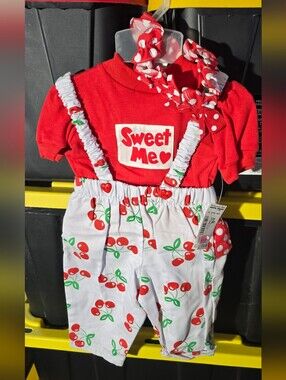 90s Hopscotch Sweet Me Red Cherry Suspender Outfit